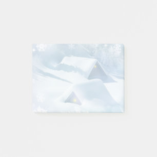 Schneebedecktes Dach in einem Wald Post-it Klebezettel