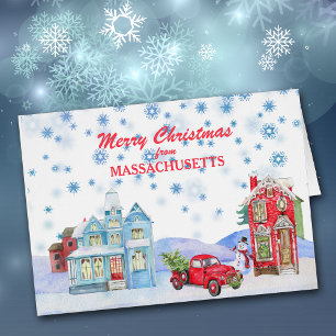 Schneebedecktes Dorf von der Weihnachtskarte aus M