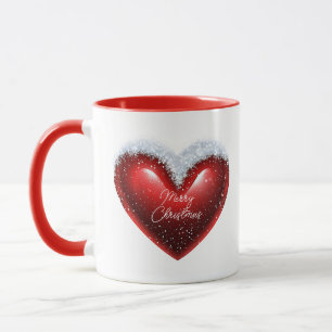 Schneebedecktes Herz benutzerdefiniertes Weihnacht Tasse