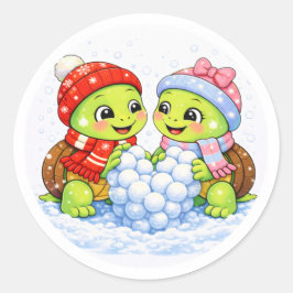 Schneebedecktes Herz Runder Aufkleber