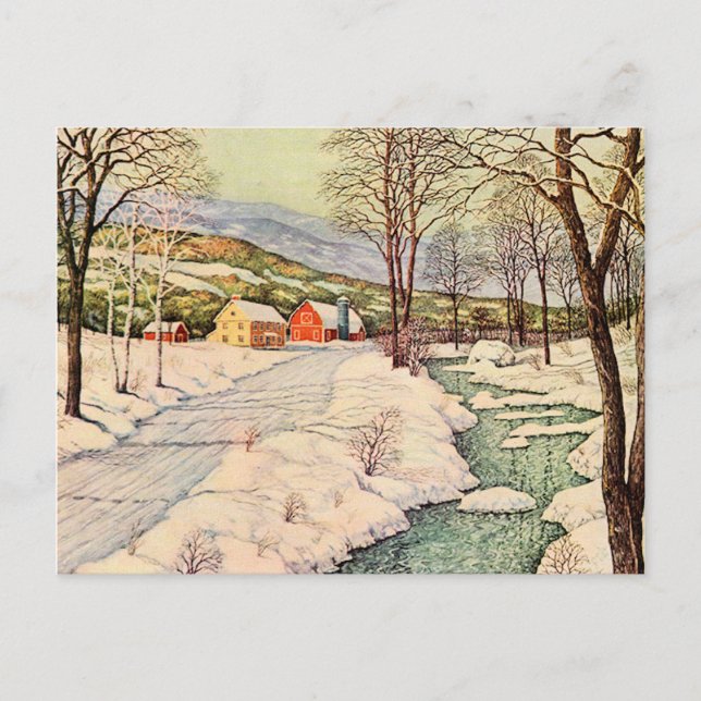 Schneebedecktes Land Postkarte (Vorderseite)