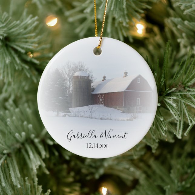 Schneebedecktes Winterland sein meine Bridesmaid Keramik Ornament (Baum)