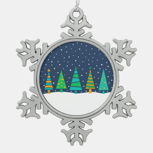 Schneebeere Bäume Snowflake Ornament (Vorderseite)