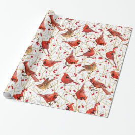 Schneebeere Kardinäle + Winterbeeren Weihnachten | Geschenkpapier