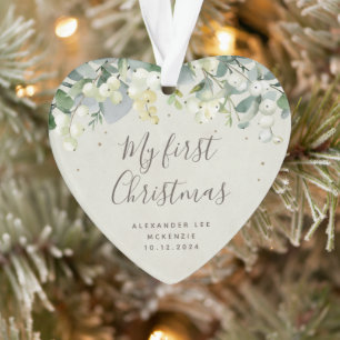 Schneebeeren-Babys erstes Weihnachtsfoto-Herz Ornament