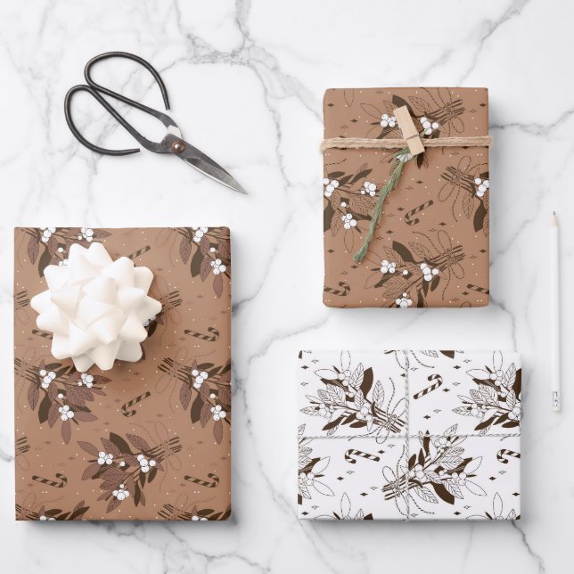 Schneebeeren Geschenkpapier Set (Vorderseite)