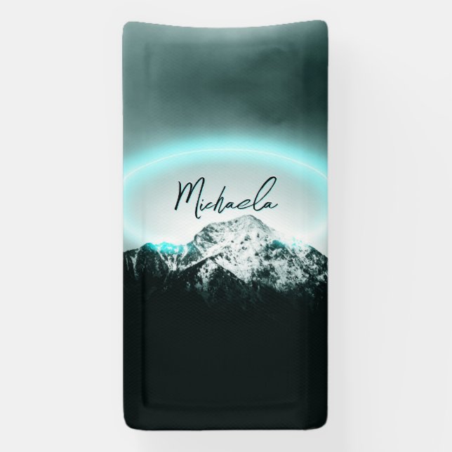 Schneeberg mysteriös blaues Neonlicht-Monogramm Banner (Vertikal)