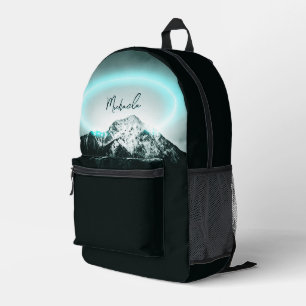 Schneeberg mysteriös blaues Neonlicht-Monogramm Bedruckter Rucksack