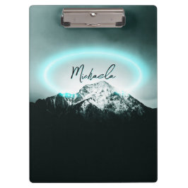 Schneeberg mysteriös blaues Neonlicht-Monogramm Klemmbrett