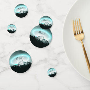 Schneeberg mysteriös blaues Neonlicht-Monogramm Konfetti
