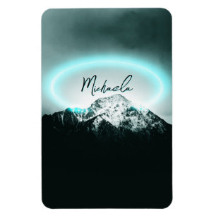 Schneeberg mysteriös blaues Neonlicht-Monogramm Magnet