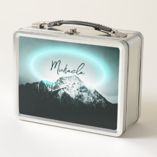 Schneeberg mysteriös blaues Neonlicht-Monogramm Metall Brotdose