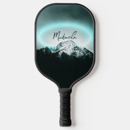 Schneeberg mysteriös blaues Neonlicht-Monogramm Pickleball Schläger