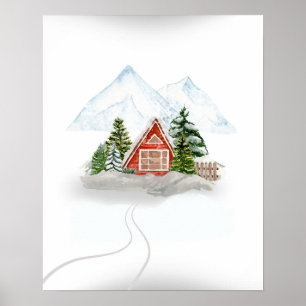 Schneeberg-Rückzug: Holzhaus im Winter Poster