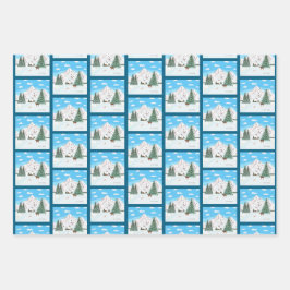 Schneeberge, die Papierblätter umhüllen Geschenkpapier Set