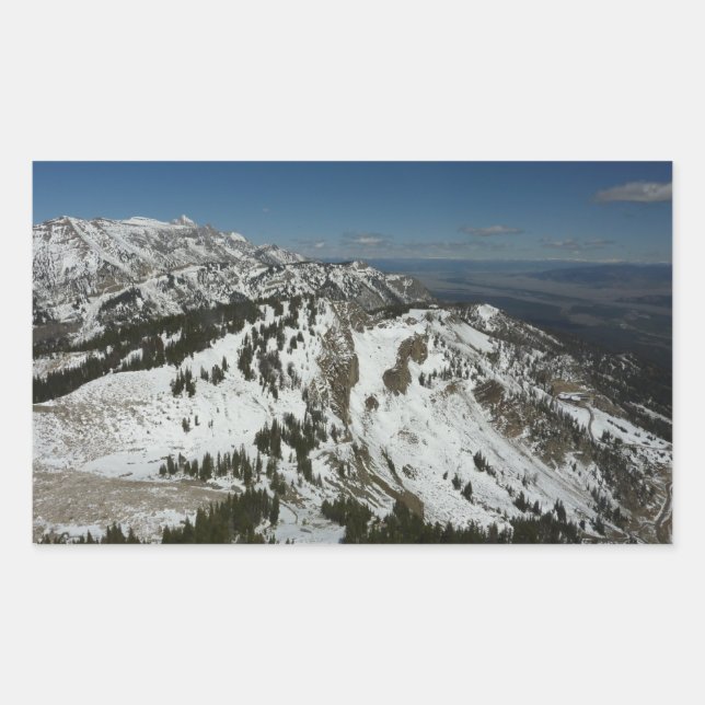 Schneeberge Gipfel des Großen Tetons I Fotografie Rechteckiger Aufkleber (Vorderseite)