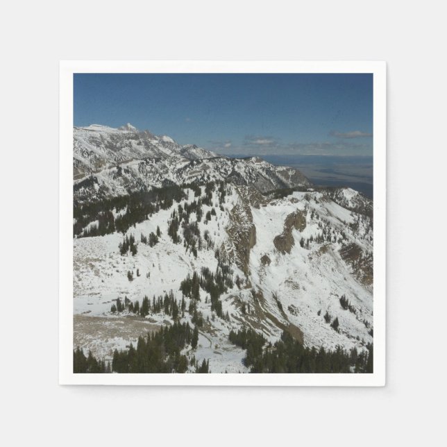 Schneeberge Gipfel des Großen Tetons I Fotografie Serviette (Vorderseite)