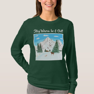 Schneeberge Langarm Grünes T-Shirt