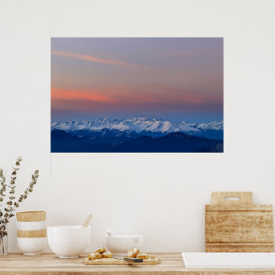 Schneeberge mit zauberhaftem Himmel Poster