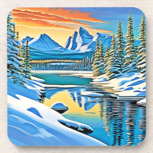 Schneeberge Reflektion Getränkeuntersetzer