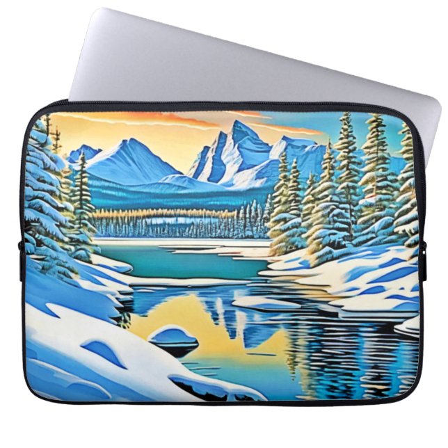 Schneeberge Reflektion Laptopschutzhülle (Vorderseite)