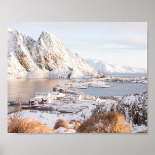 Schneeberge Rustikales Haus downloadbare Poster