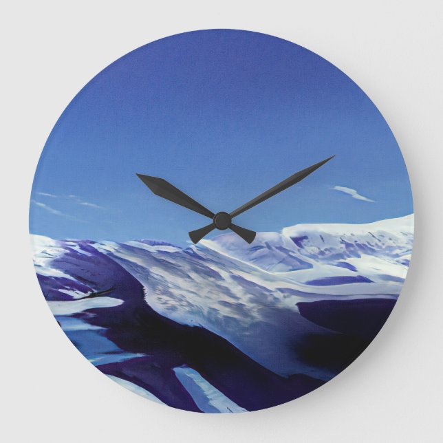 Schneeberge, Winterpanorama Große Wanduhr (Vorderseite)