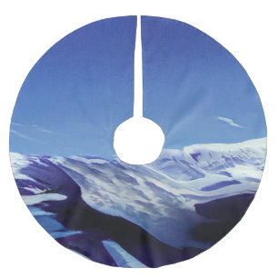 Schneeberge, Winterpanorama Polyester Weihnachtsbaumdecke