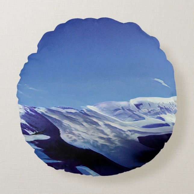 Schneeberge, Winterpanorama Rundes Kissen (Vorderseite)
