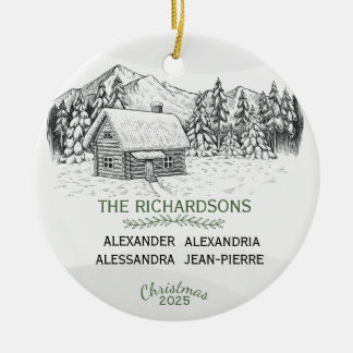 Schneebergische Winterholzkabine X 4 Keramik Ornament