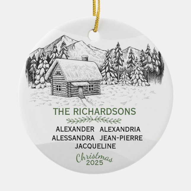 Schneebergische Winterholzkabine X 5 Keramik Ornament (Vorne)