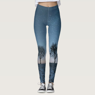 Schneeberührte Bäume & Sterne Leggings