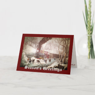 Schneebeschränkter Zug Weihnachtskarte Feiertagskarte