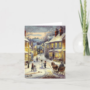 Schneebestäubtes Dorf Dankeskarte