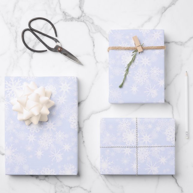 Schneeblau Geschenkpapier Set (Vorderseite)