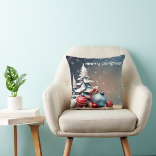 Schneeblau und weißer Ball Happy Holidays Kissen