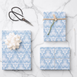 Schneeblauer Swirl Geschenkpapier Set