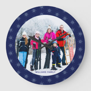 Schneeblumen-Familienfoto-Name Große Wanduhr