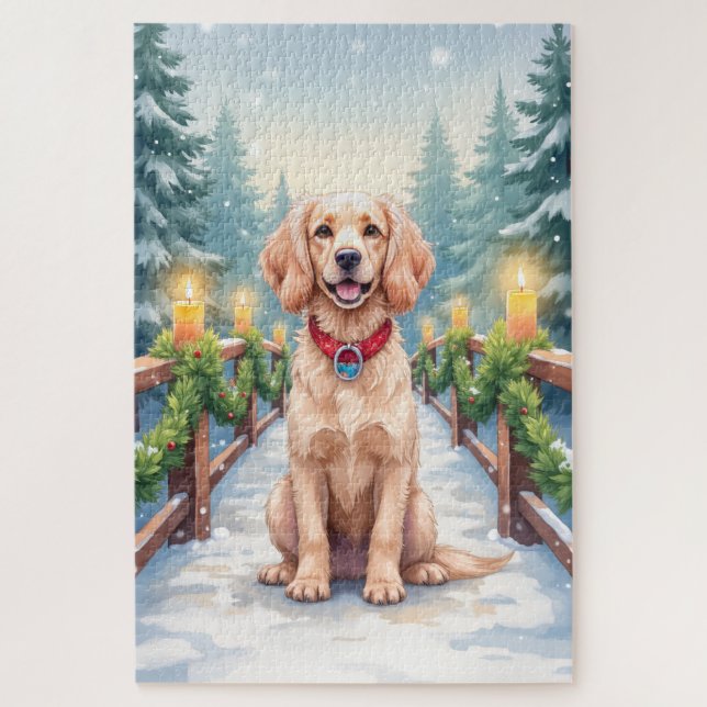 Schneebrücke Boykin Spaniel Weihnachtskunst (Vertikal)