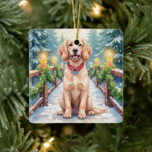 Schneebrücke Boykin Spaniel Weihnachtskunst Keramikornament