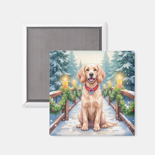 Schneebrücke Boykin Spaniel Weihnachtskunst Magnet (Vorderseite/Rückseite)
