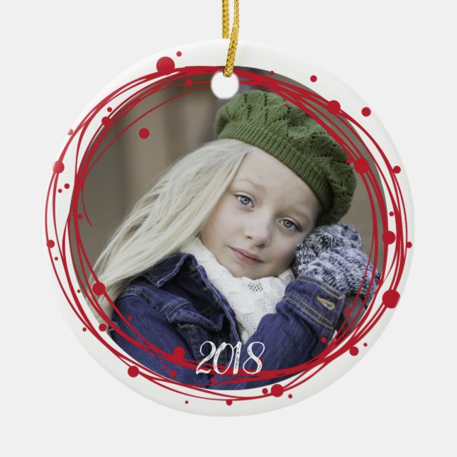 Schneebubbles Weihnachtsfeiertag Keramik Ornament (Vorne)