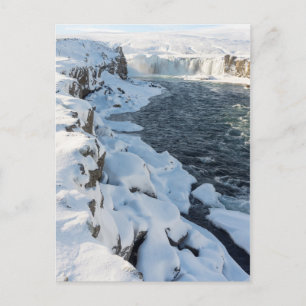Schneedecke Godafoss Wasserfall Postkarte