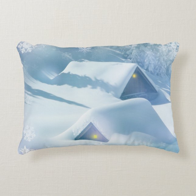 Schneedecke in einem Wald Dekokissen (Vorderseite)