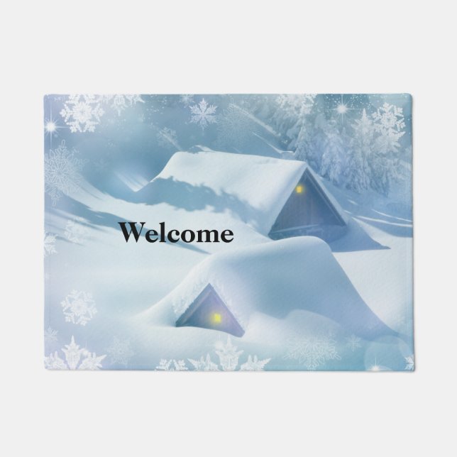 Schneedecke in einem Wald Fußmatte (Vorderseite)