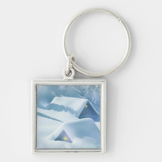 Schneedecke in einem Wald Schlüsselanhänger (Vorne)