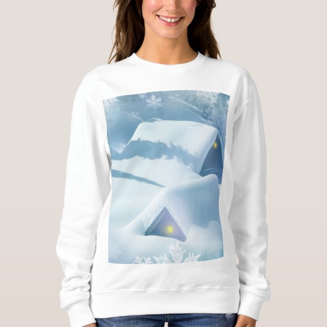 Schneedecke in einem Wald Sweatshirt (Vorderseite)