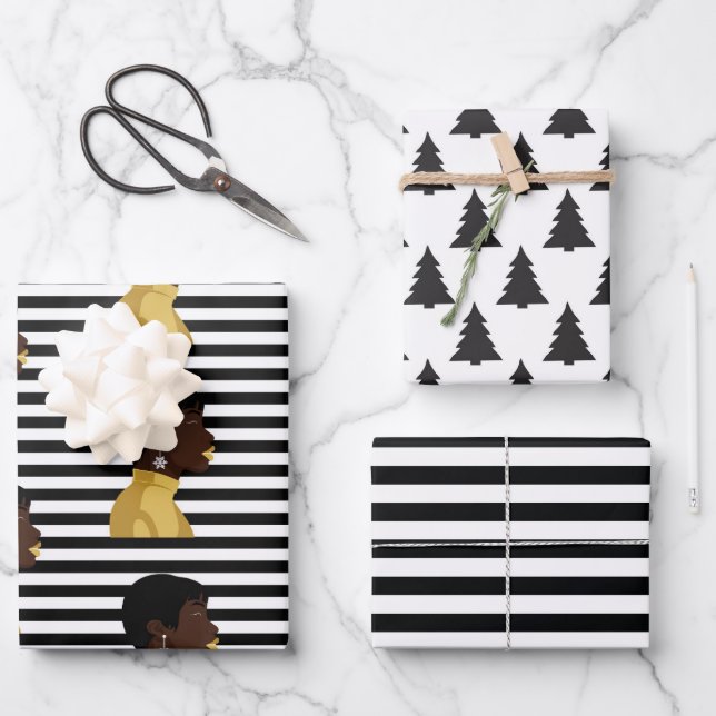 Schneedeckenpapier mit flachen Blättern Geschenkpapier Set (Vorderseite)