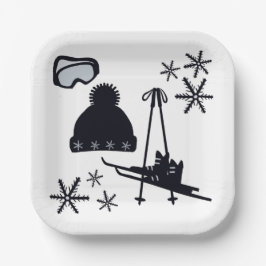 Schneedesigns verschiedener Gegenstände Pappteller