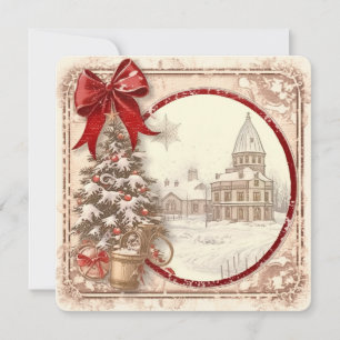 Schneedorf & Weihnachtsbaum – Vintage Feiertagskarte